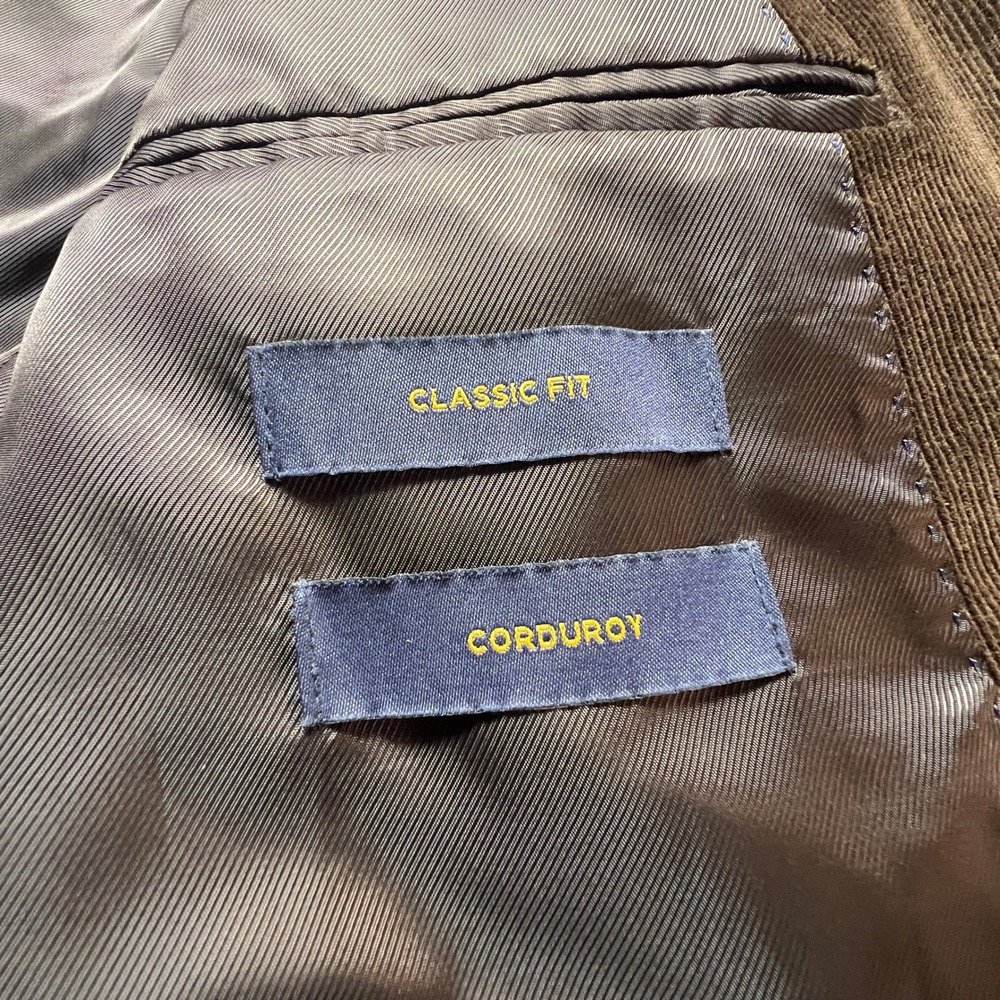Stafford Signature Mens 44R Brown Corduroy Blazer Sportcoat Elbow Patches Jacket - Picture 10 of 16